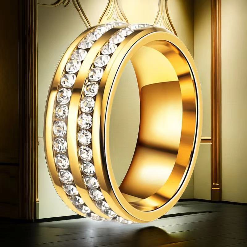Stainless Steel Titanium Female French Style Starry Square Ring