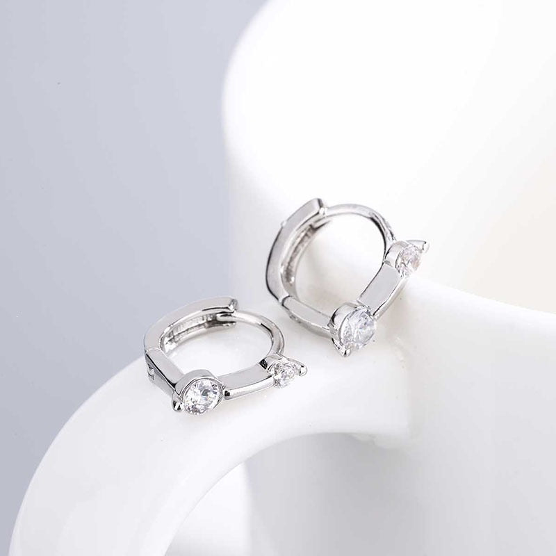 Fashion Zircon Temperament Style Trendy Unique White Ear Buckle