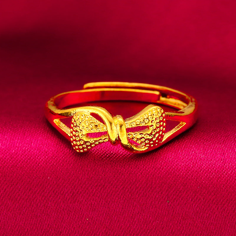 Women's Placer Gold Female Flower Imitation Opening Rings