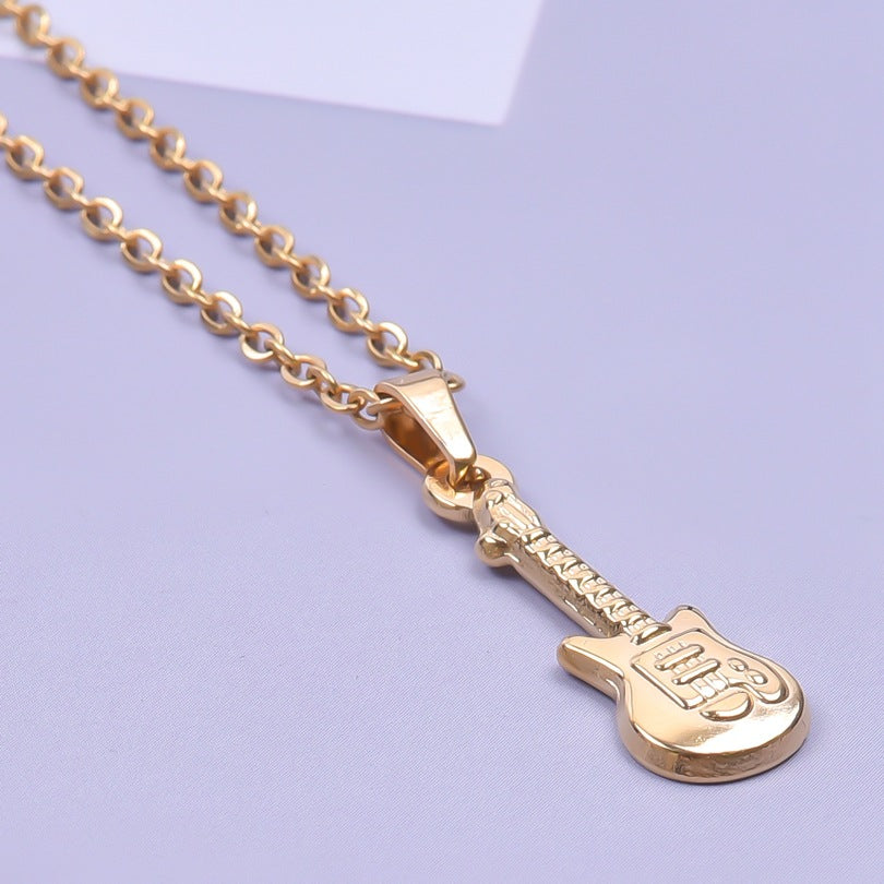 Steel Bass Guitar Personality Simple Female Pendants