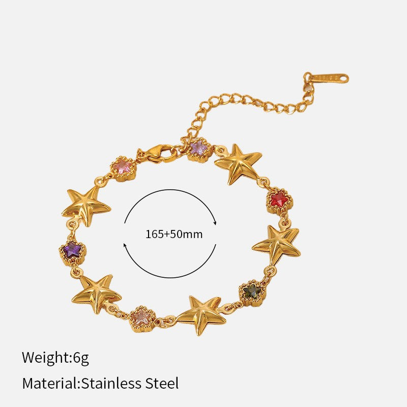 Titanium Steel Natural Stone Butterfly Golden Light Luxury Bracelet