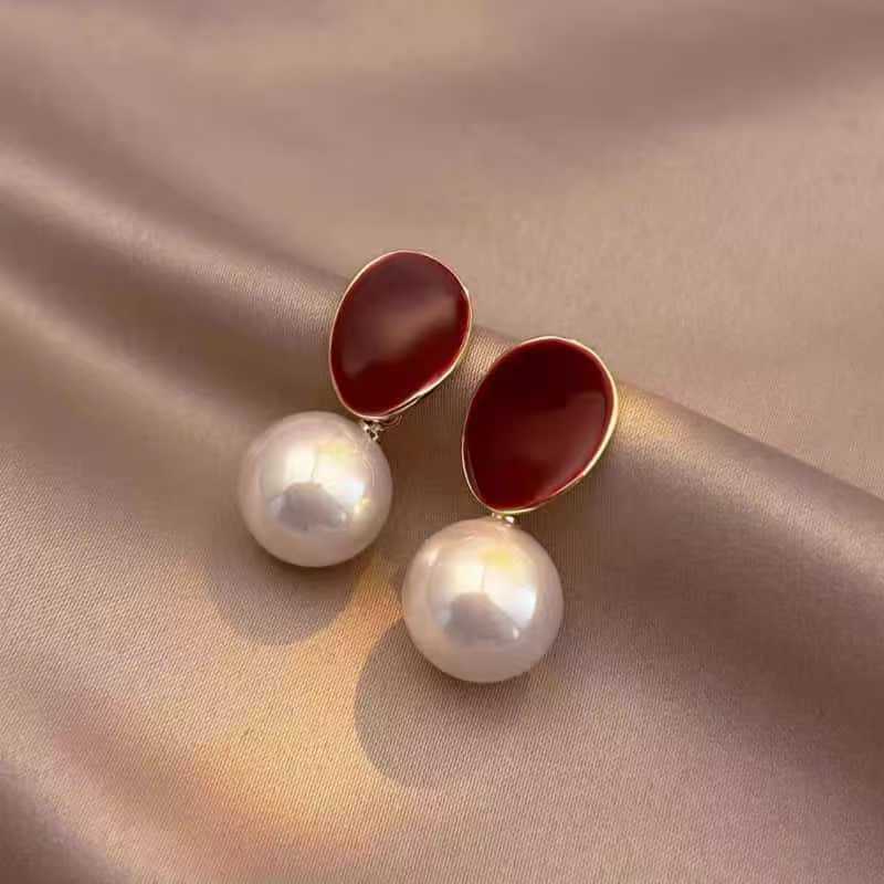 Glaze Geometric Light Luxury Ear Clip High-grade Earrings