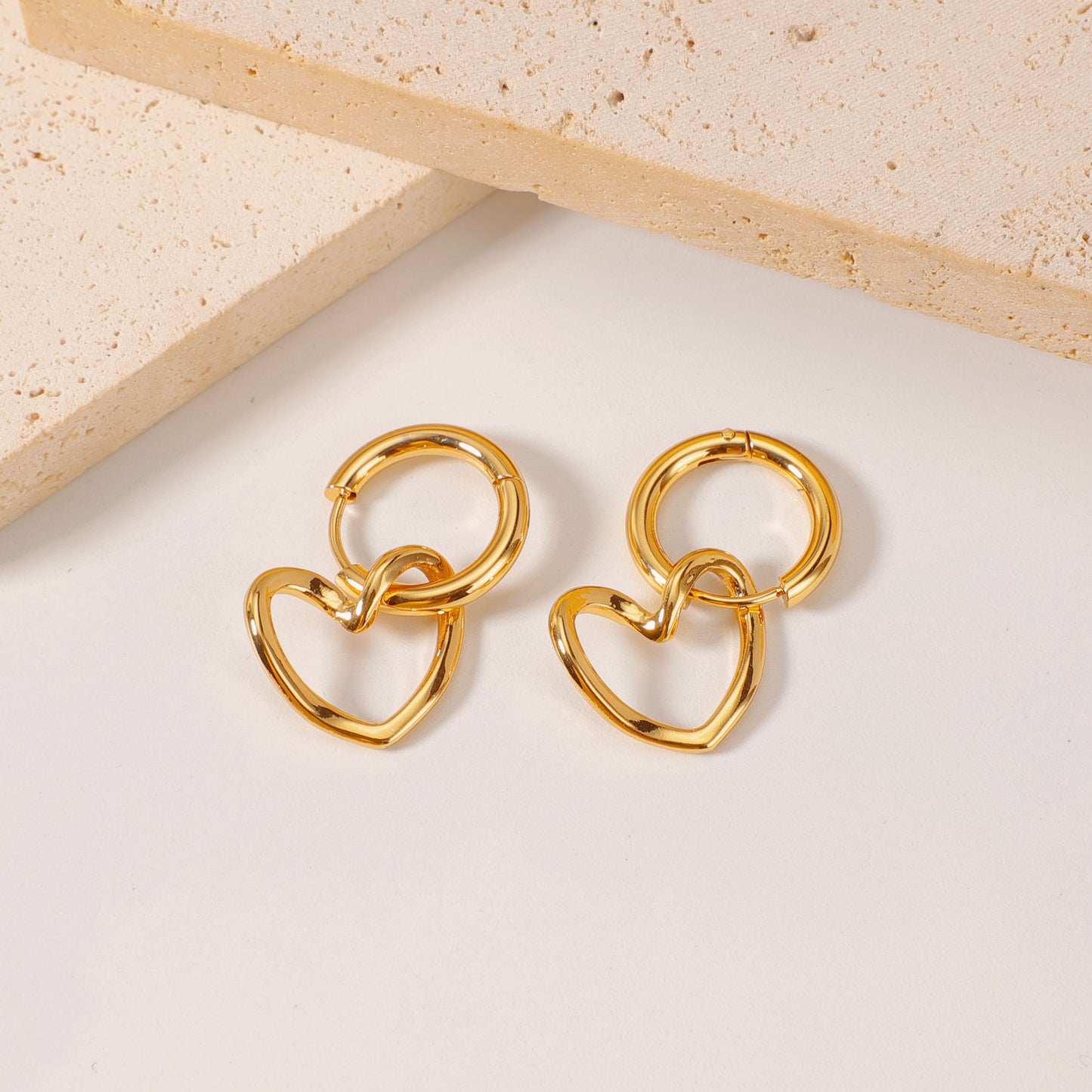 Women's Stainless Steel For Love Heart Flowers Eardrops Ear Titanium Earrings