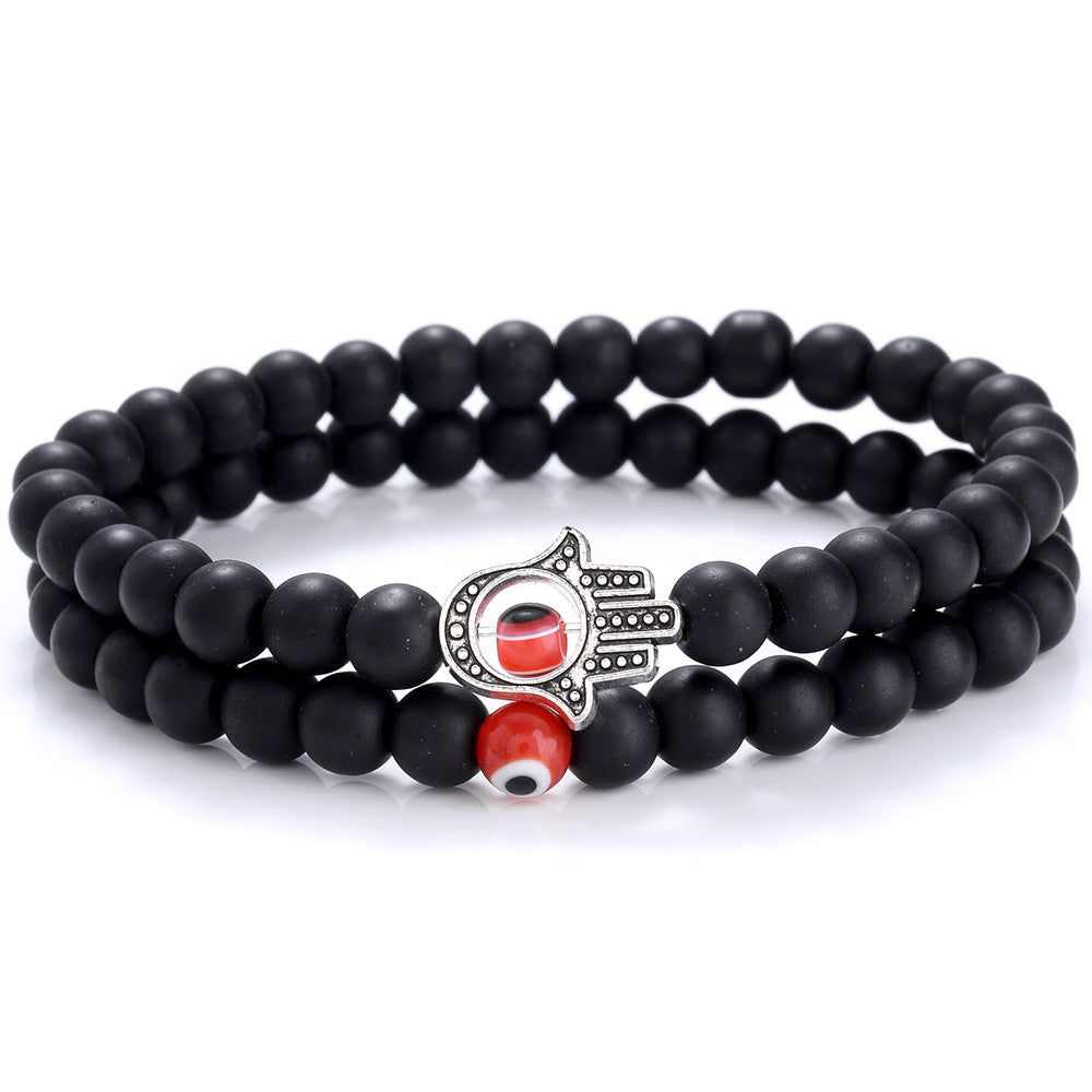 Blue Volcanic Rock Bead Devil Eye Fatima Bracelets