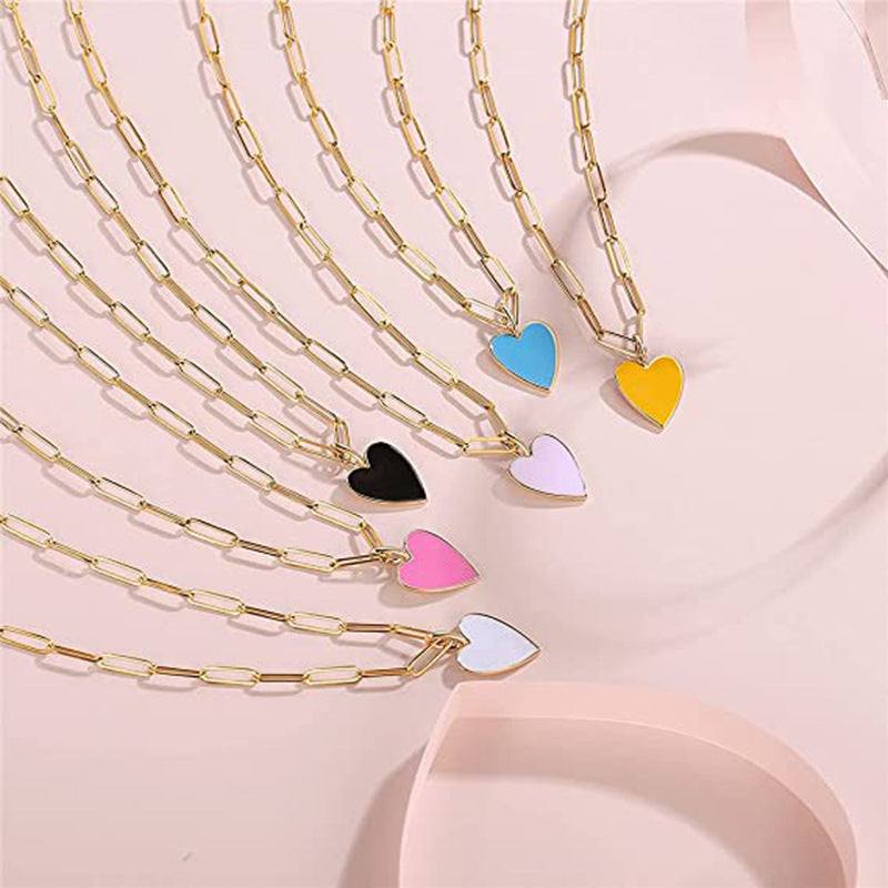 Women's Source Heart-shaped Gold-plated Stainless Steel Clip For Girlish Fashion Love Necklace