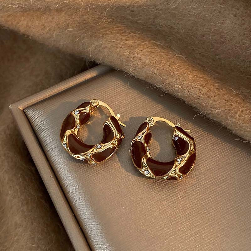 Electroplated Artificial Tigereye Clip Retro Fashion High Sense Light Rings