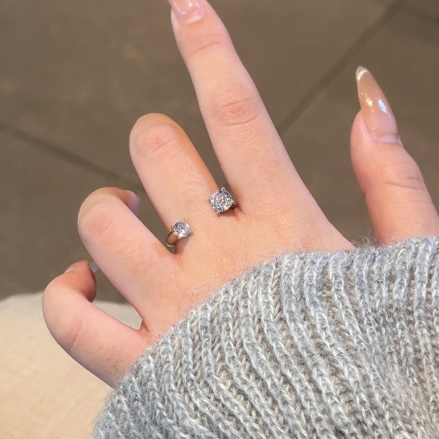 Rhinestone Fingertip Female Style Simple Cold Ring