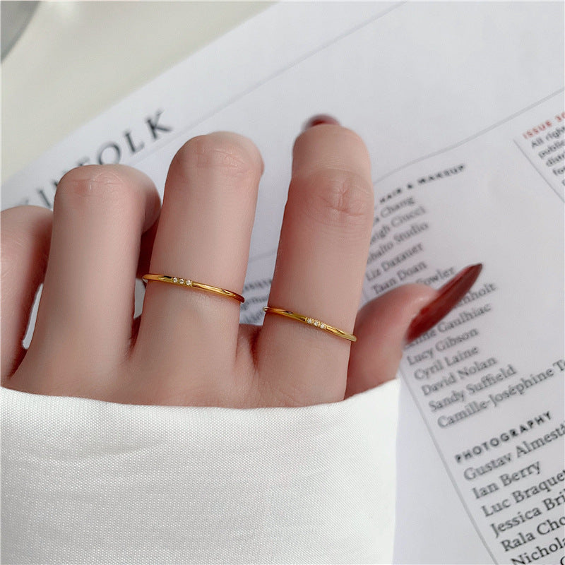 Women's Titanium Steel With Diamond Cold Design Index Finger Tail Fashion Ring