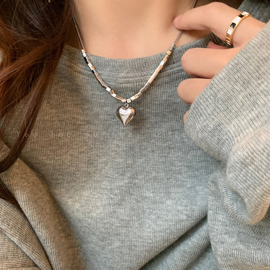 Fashion Peach Heart Geometric Chain Letter Female Necklace