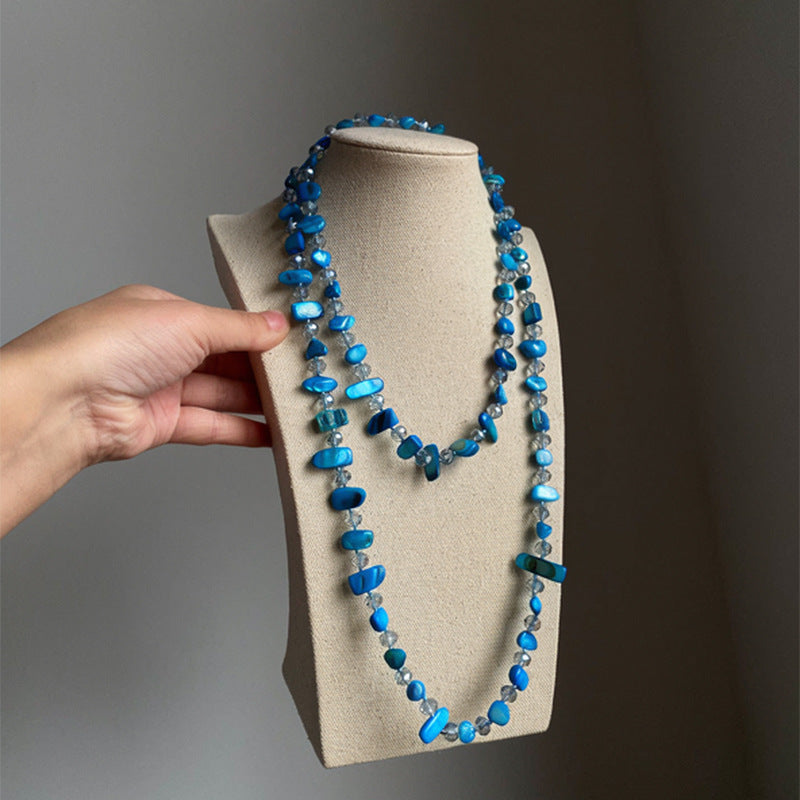 Square Shell Glass Beaded High Profile Generous Simple Fashion Stacked Necklace