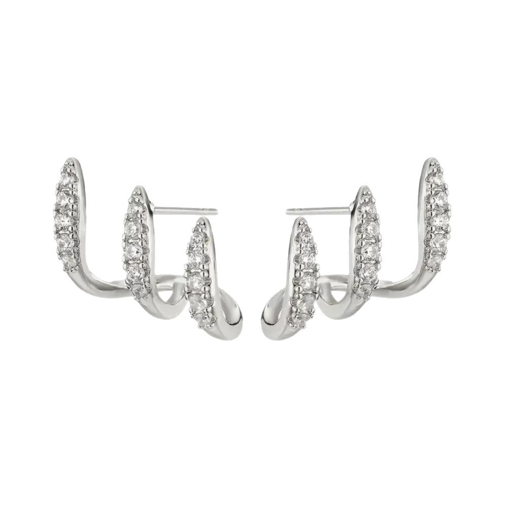Geometry Pattern Zircon Female Arc Gang Drill Stud Earrings