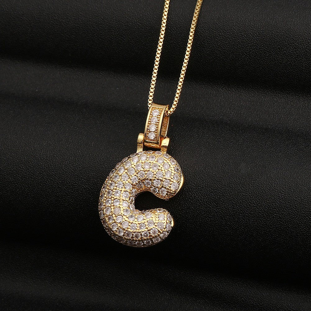 Balloon English Letter Female Inlaid Zircon Necklaces