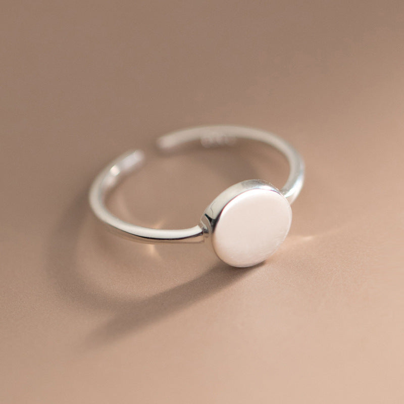 Fashion Geometry Pattern Square Round Smooth Opening Male Rings