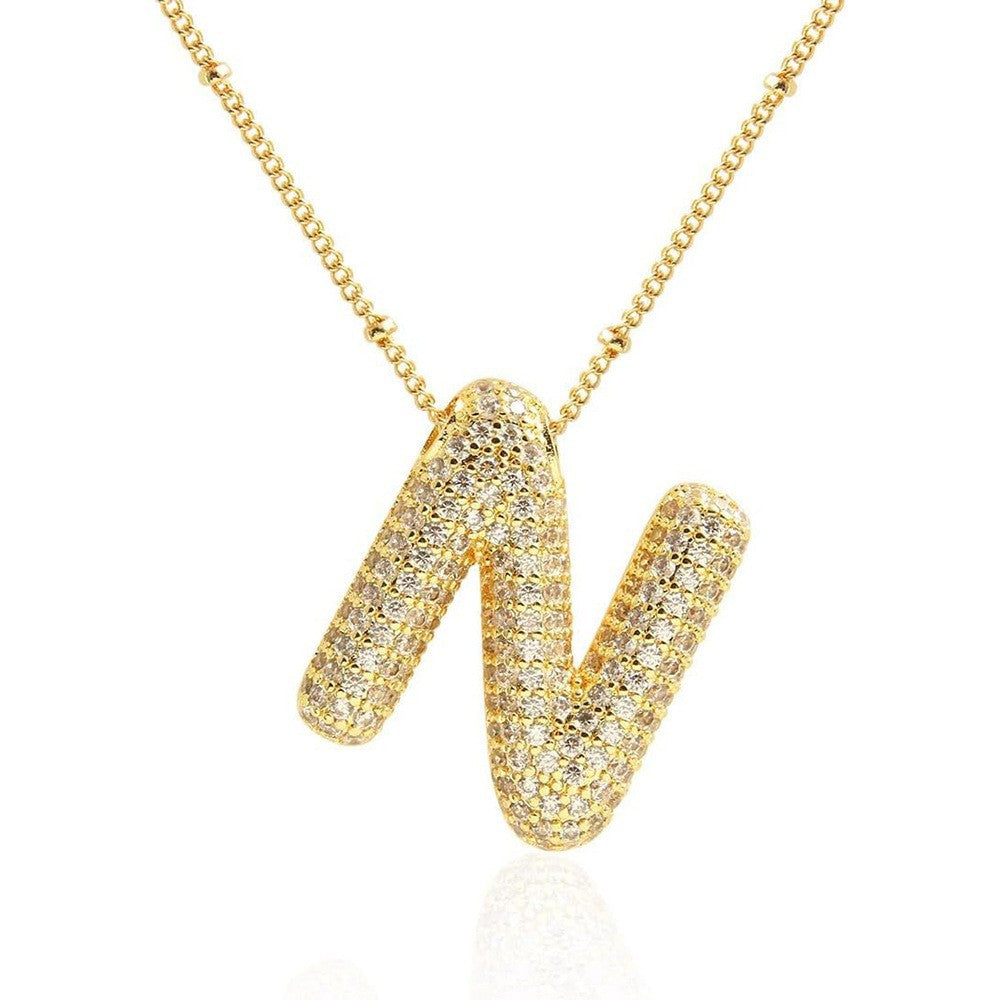 Women's Inlaid Zircon Full Diamond Bubble Letter Pendants