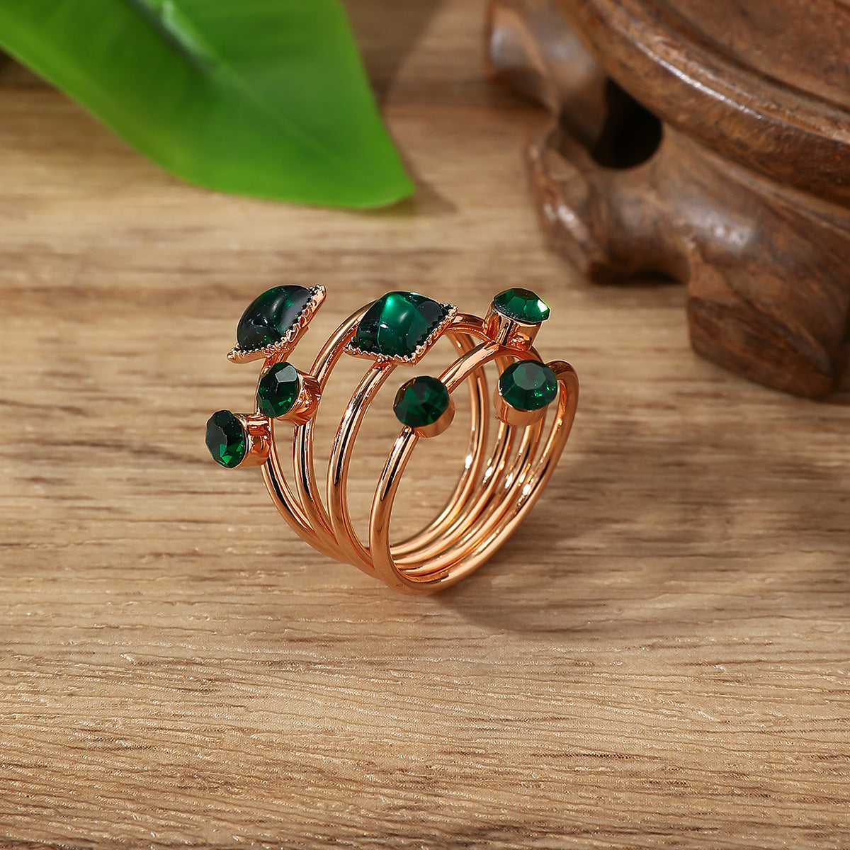 Crystal Gemstone Exaggerated Main Spring Original Ring