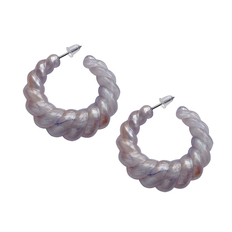 Pearl Shell Acrylic Twisted Pattern Wave Earrings