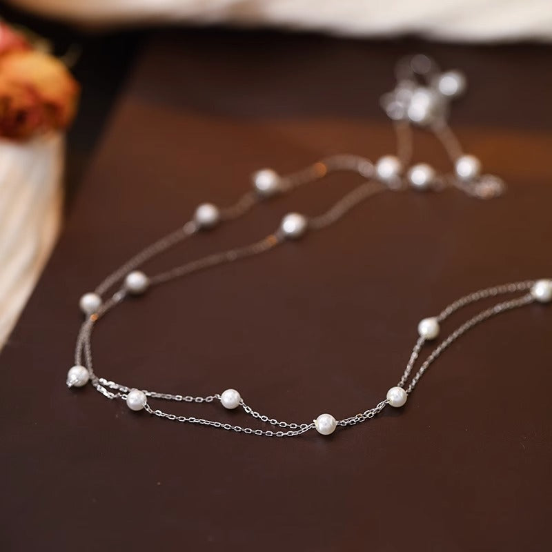 Women's Sterling Sier Starry Pearl Light Luxury Minority High-grade Sweater Necklaces