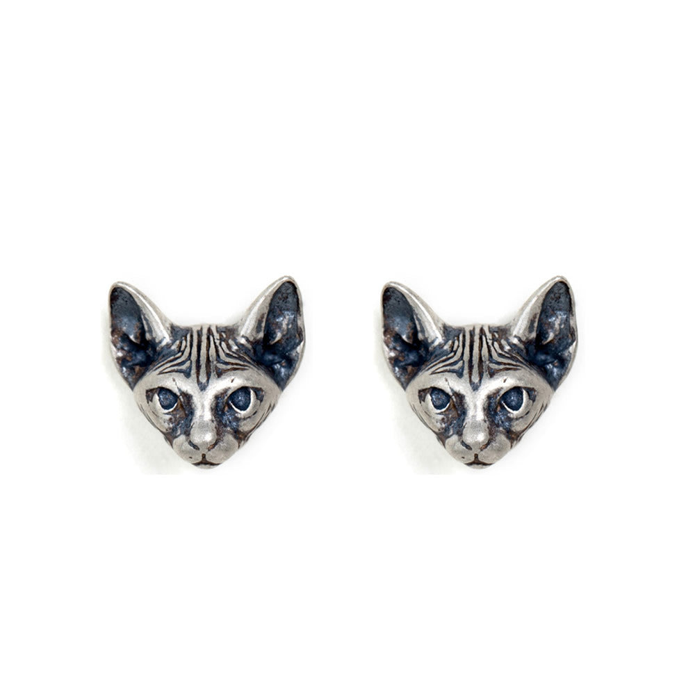 Women's & Men's Night Sterling Sier Kitten Ear Cat Earrings