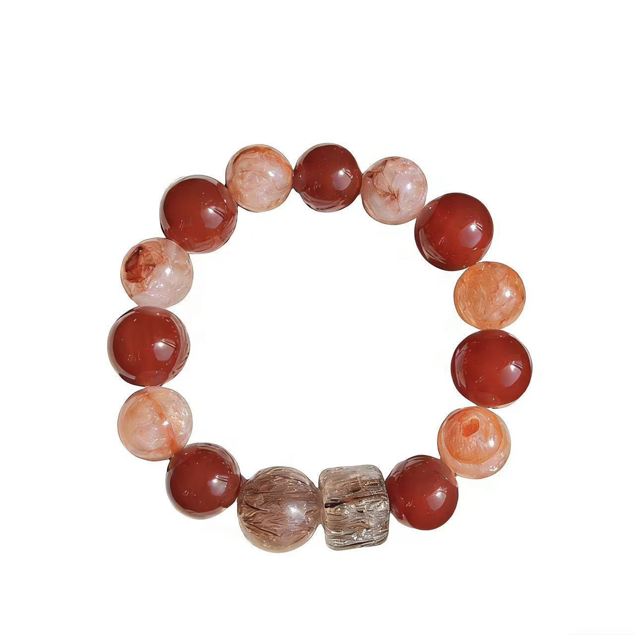 Red Luck Head Plastic Flower Natural Crystal Design Black Gold Bracelets