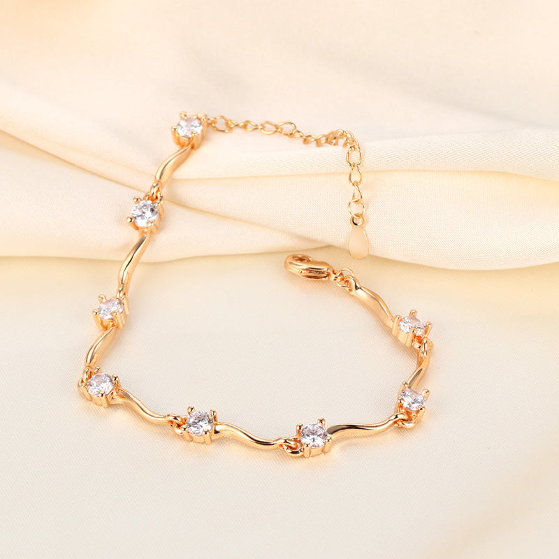 Irregular Wave Design Copper Plating Ladies Bracelet