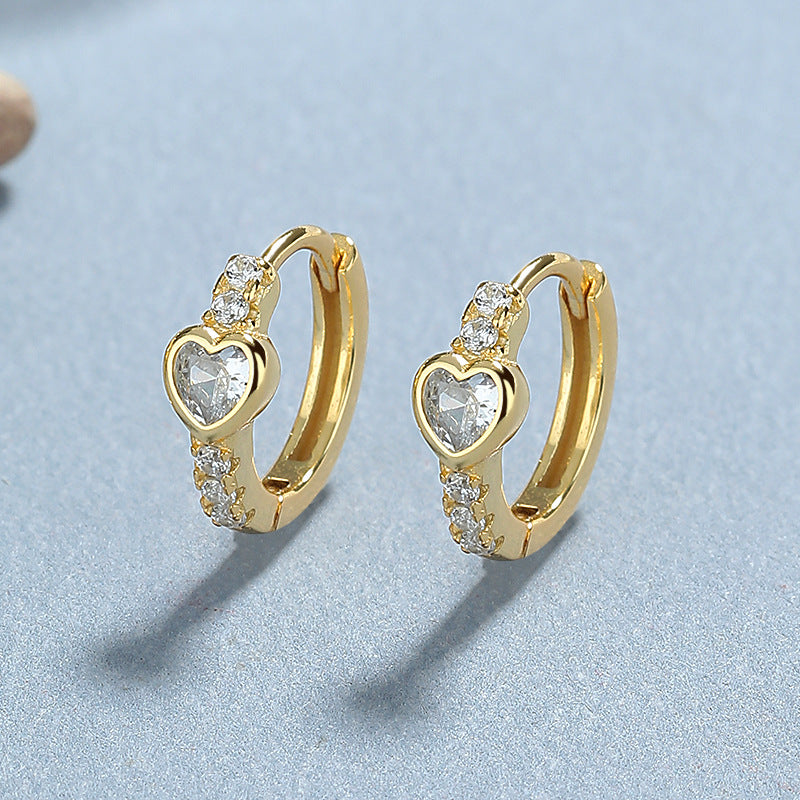 Women's Sterling Sier Rhinestone Simple Heart-shaped Square Drop-shaped Gang Drill Rings