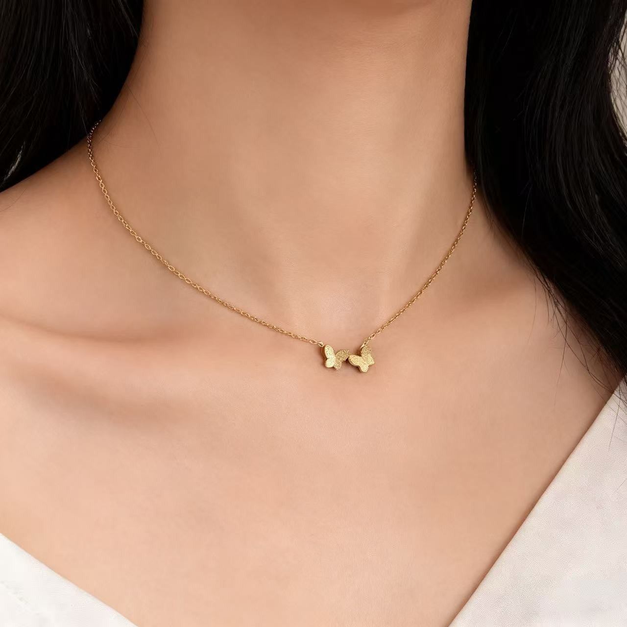 Titanium Steel Elegant High-grade Butterfly Fashionable Necklace
