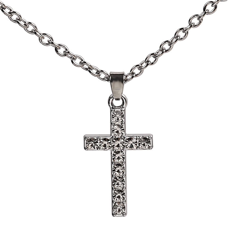 Fashion Personality Cross Diamond Snake Bones Necklace