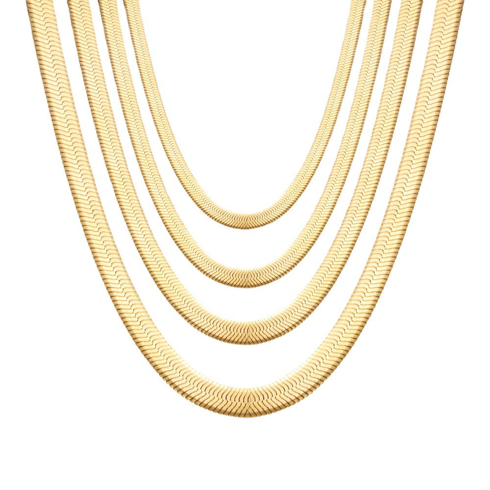 Flat Snake Chain Hip Hop Style Piece Thin Encrypted Electric Necklaces