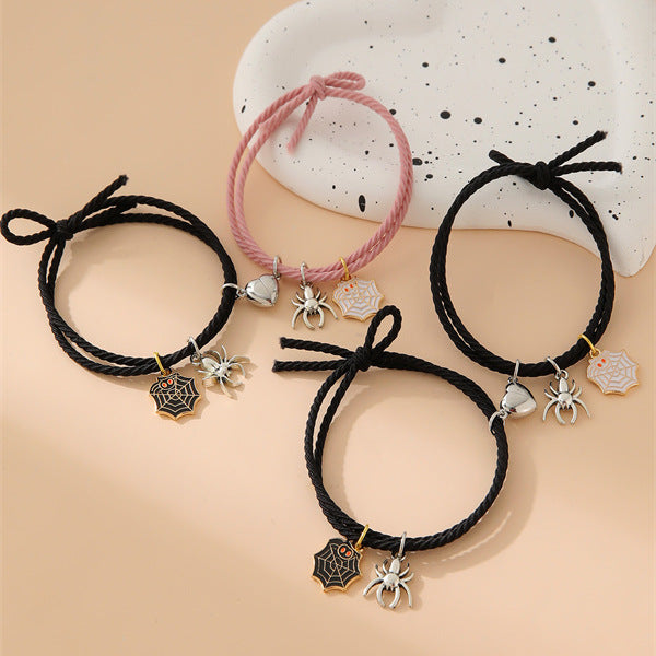 Halloween Spider Web Love Magnet Couple Bracelets