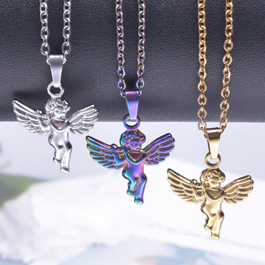 Hydraulic Stainless Steel Angel Personality Simple Female Niche Style Pendants