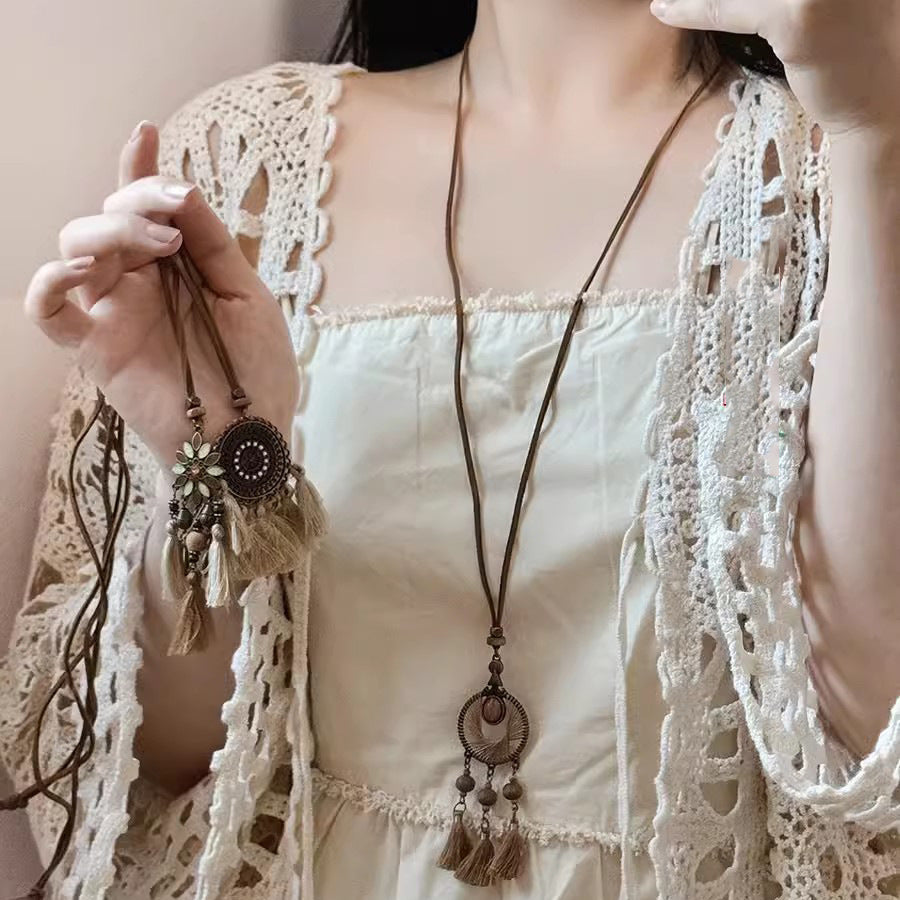 Brown Vintage Tassel Hippie National Style Necklaces