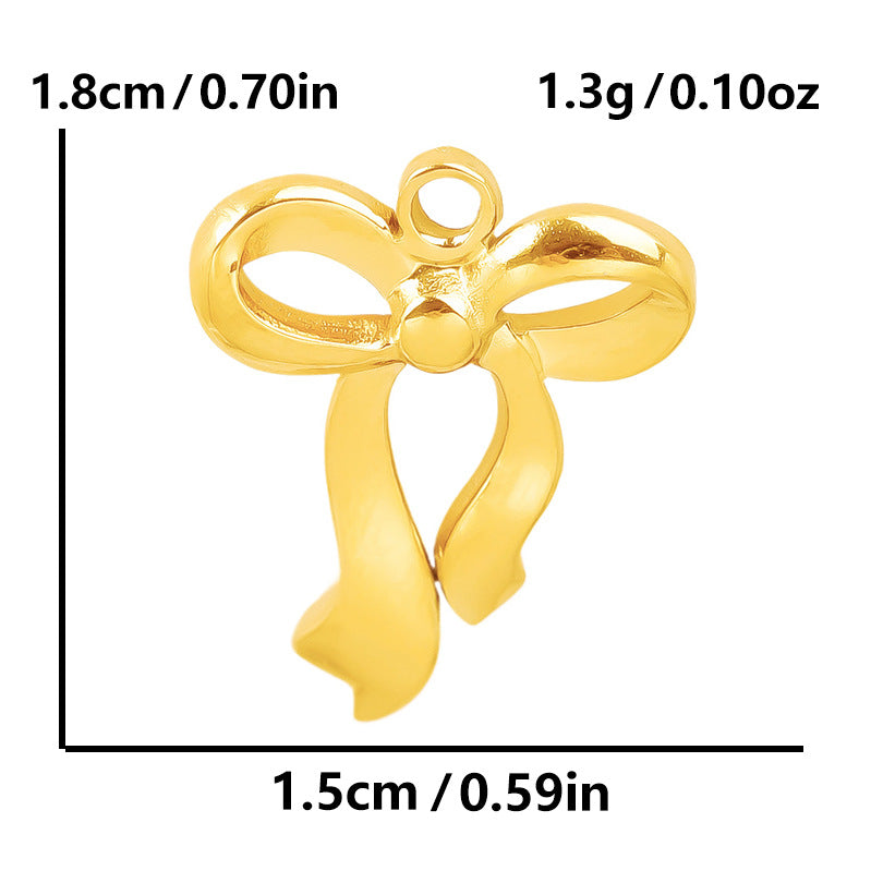 Stainless Steel Golden Bow Fashion Ornaments Pendants