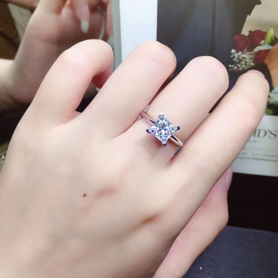 Inlaid Square Zircon Diamond Female Wedding Fashion Rings