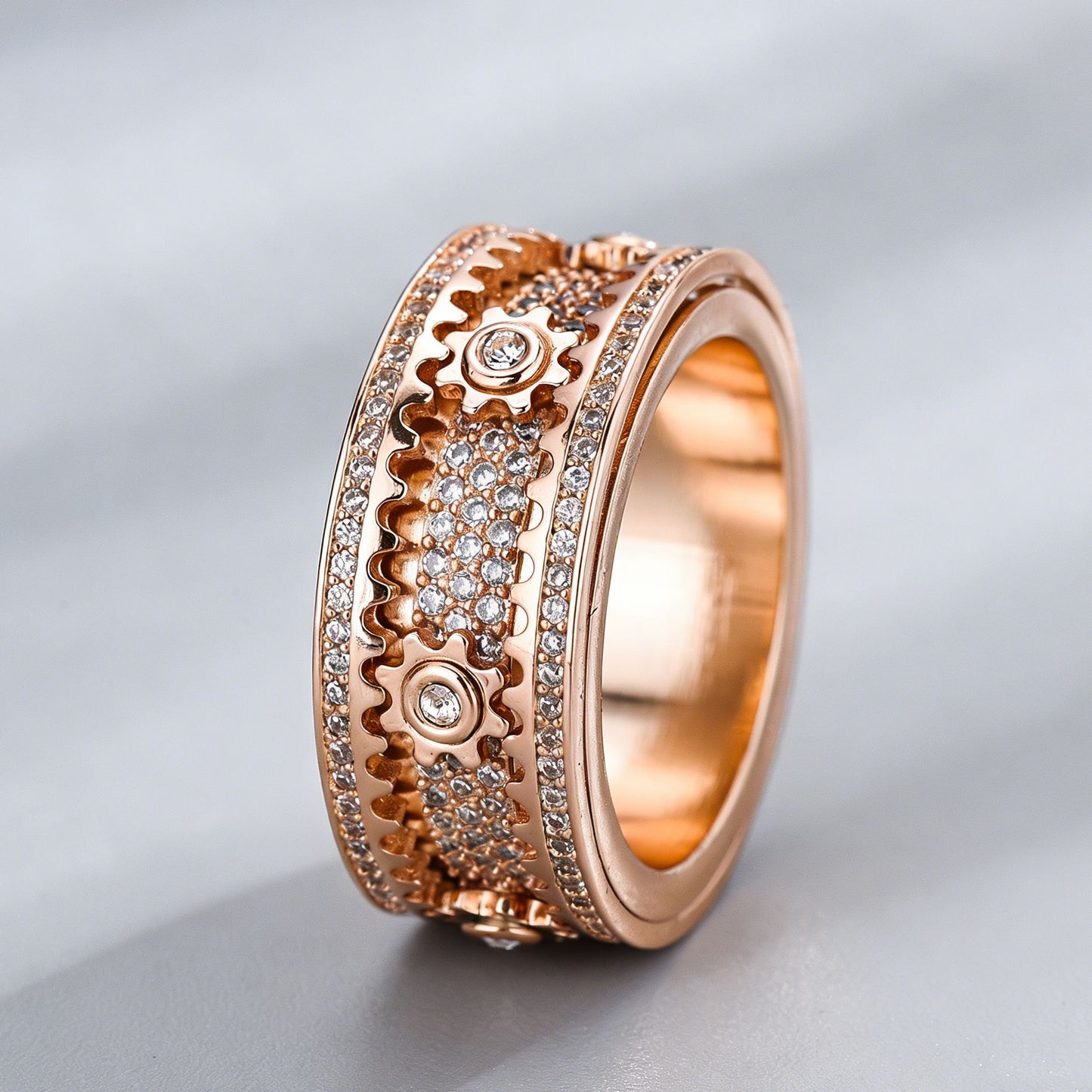 Diamond Rotating Gear Rotatable Starry Fashion Personalized Hip Hop Valentine's Ring