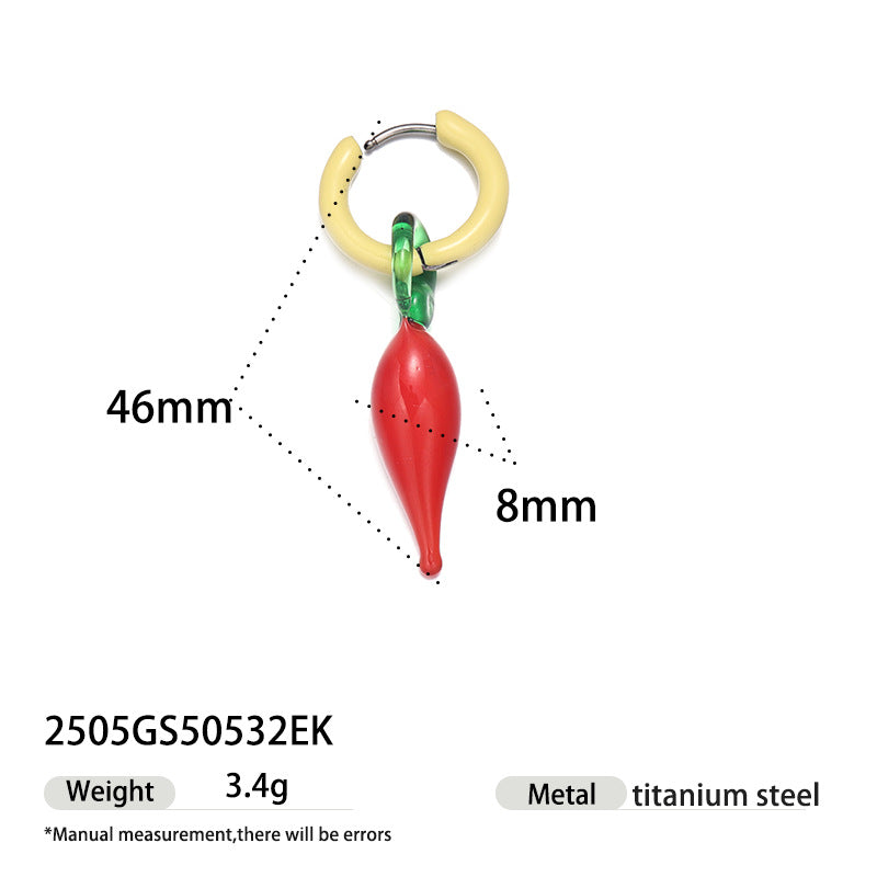 Stainless Steel Clip Cute Dopamine Dripping Oil Niche Fruit Handmade Ear Buckle