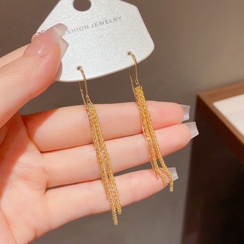 Women's Fashionable Metal Sense Long Fringed Thread Exquisite Ear Line