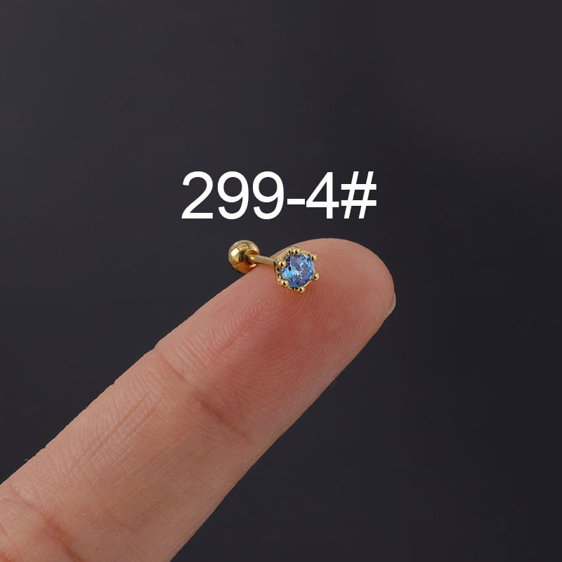 Steel Fine Rod Piercing Ear Bone Spring Popular Color Simple Stud Earrings