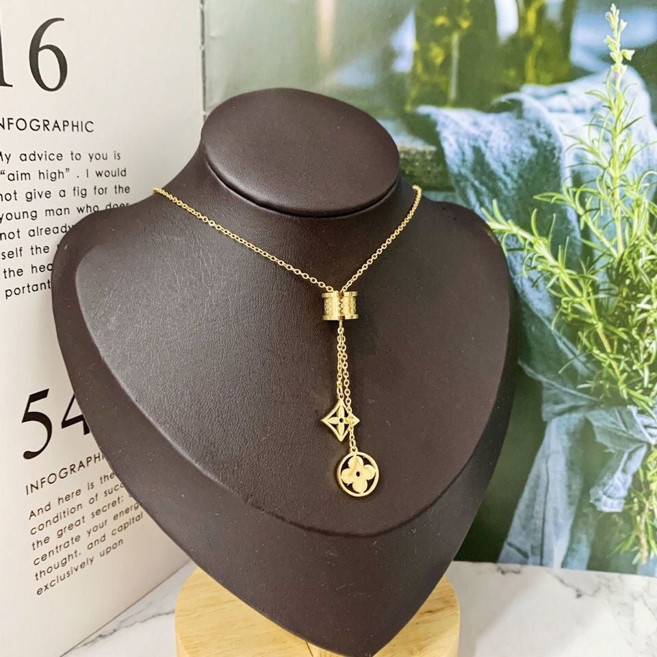 Double-sided Rose Gold Titanium Steel Female Korean Simple Necklaces