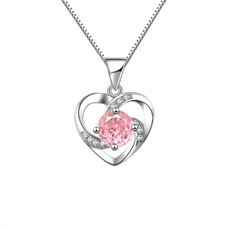 Gem Female With Hearts Colorful Inlaid Diamond Design Necklaces