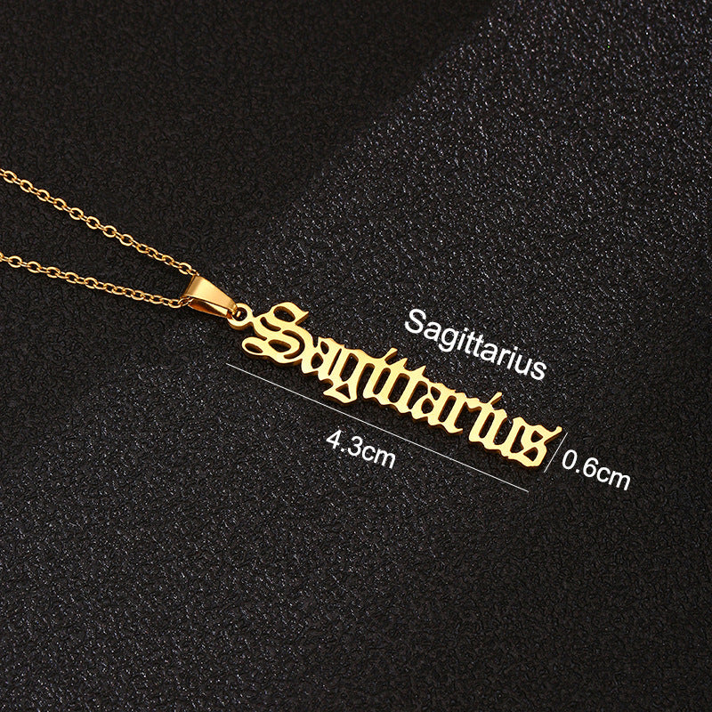 Women's & Men's Constellations Stainless Steel English Letters Titanium Clavicle Pendants