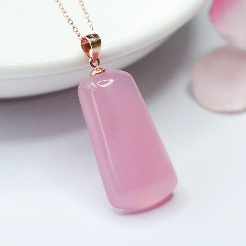 Inlay Natural Rose Chalcedony Lucky Agate Pendants