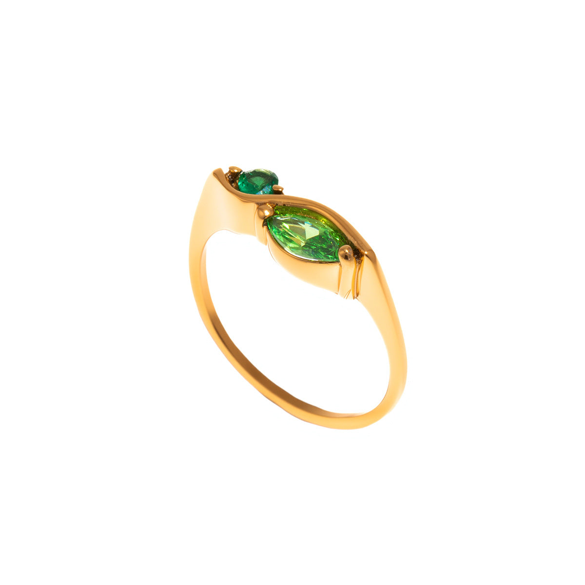 Gold Stainless Steel Electroplated Classic Style Female Inlaid Ring