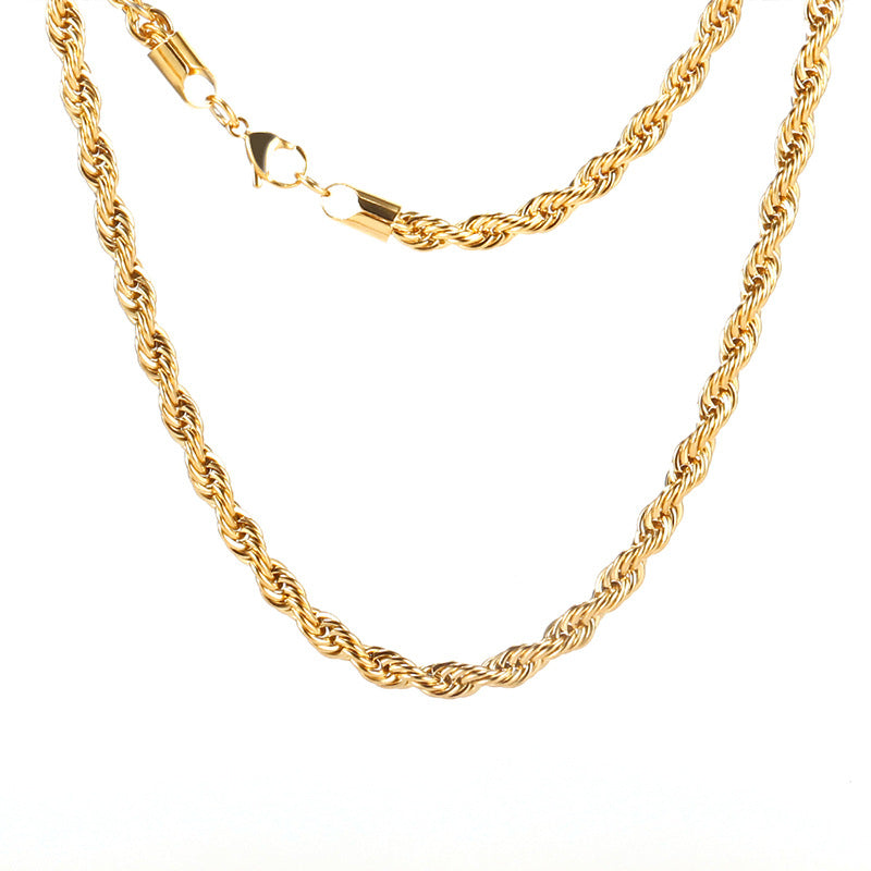 Stainless Steel Hemp Flowers Chain Sweater Necklace