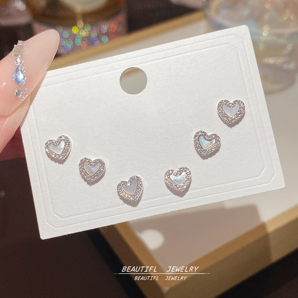 One Card Three Pairs Of Ear Sterling Sier Needle Rings