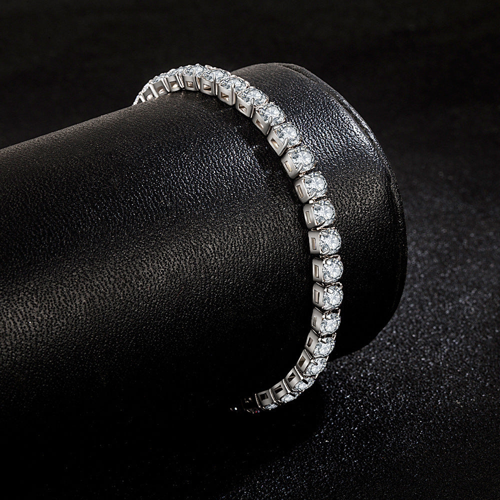 Star Color Stone White Crystal Love Zircon Square Sier Bracelet