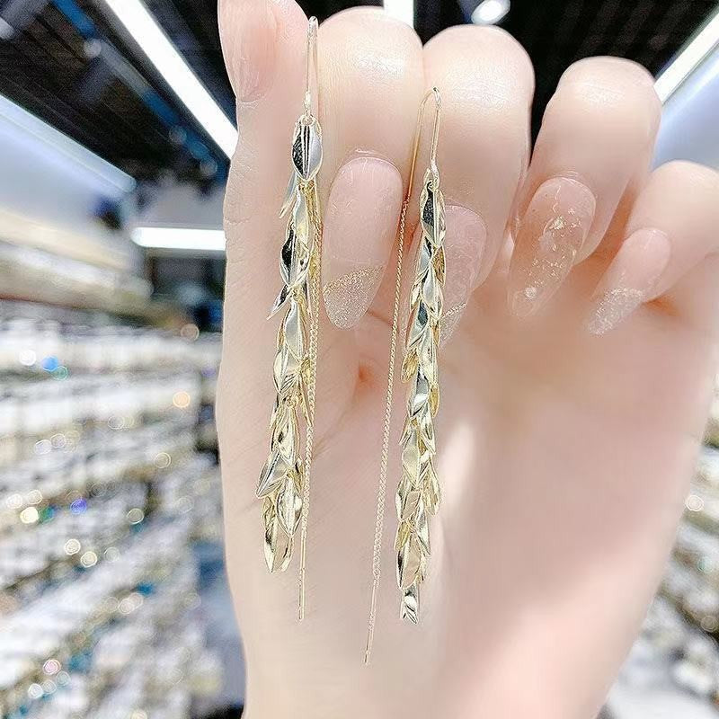 Women's Tassel Fashionable Simple Snowflake Leaves Slim Ear Line