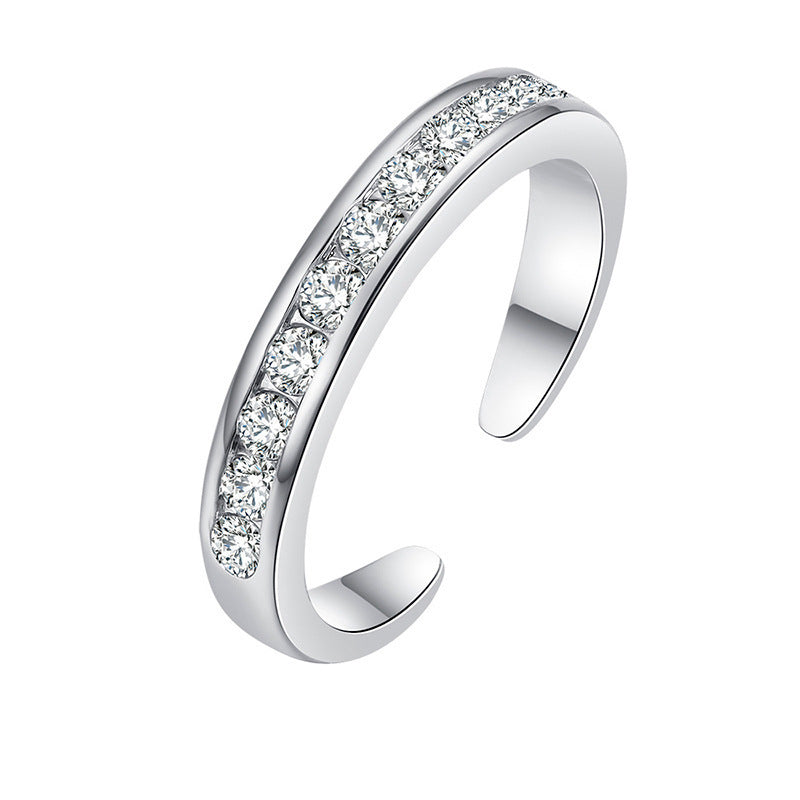 Real Gold Plating Simple Round Diamond Light Luxury Minority Temperament Ring