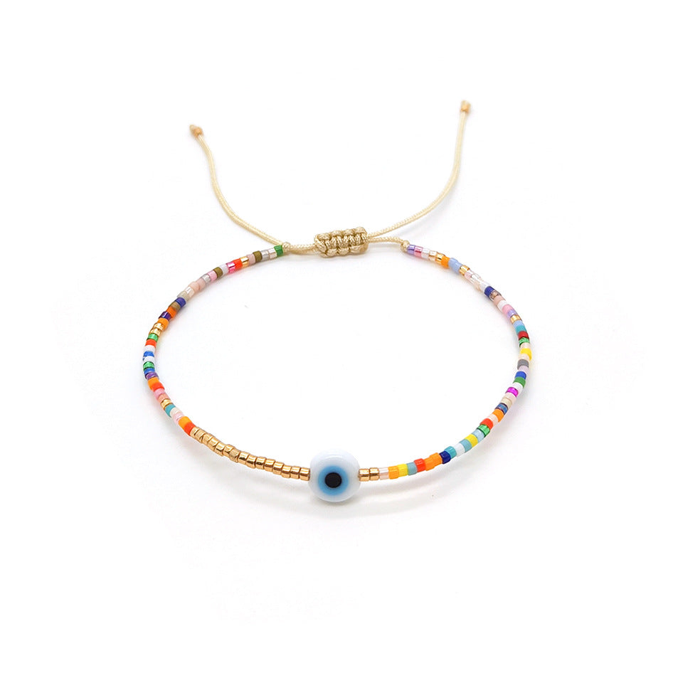 Women's Niche Ethnic Style Glaze Blue Eyes Lucky Bracelets