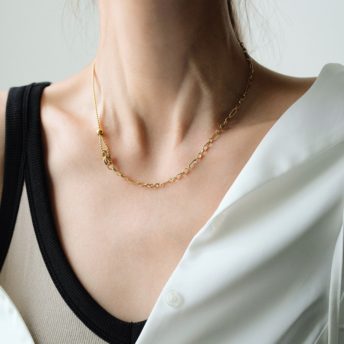 Steel Clavicle Chain Style Neutral Twist Necklaces