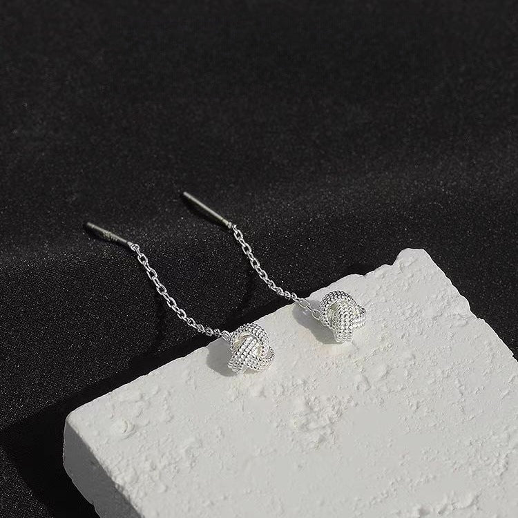 Sier Needle Knot Tassel Fashion Sweet Summer Light Luxury Ear Line